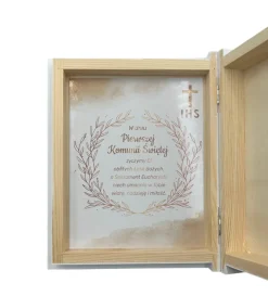 Biblia na Komunię w Ozdobnym Pudełku z Grawerem - Pamiątka Pierwszej Komunii Świętej Prezent na Komunię