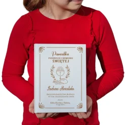 Biblia w drewnianym pudełku Prezent na Komunię - Pamiątka Pierwszej Komunii Świętej