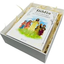 Biblia w Ozdobnym Pudełku z Grawerem na Komunię - Prezent na Komunię Pamiątka Pierwszej Komunii Świętej