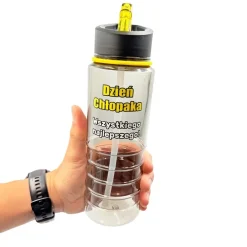 Bidon na Wodę ze Słomką 750 ml z Nadrukiem - prezent na Dzień Chłopaka Szkoła Przedszkole