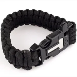 Bransoletka paracord 3w1 CZARNA survival