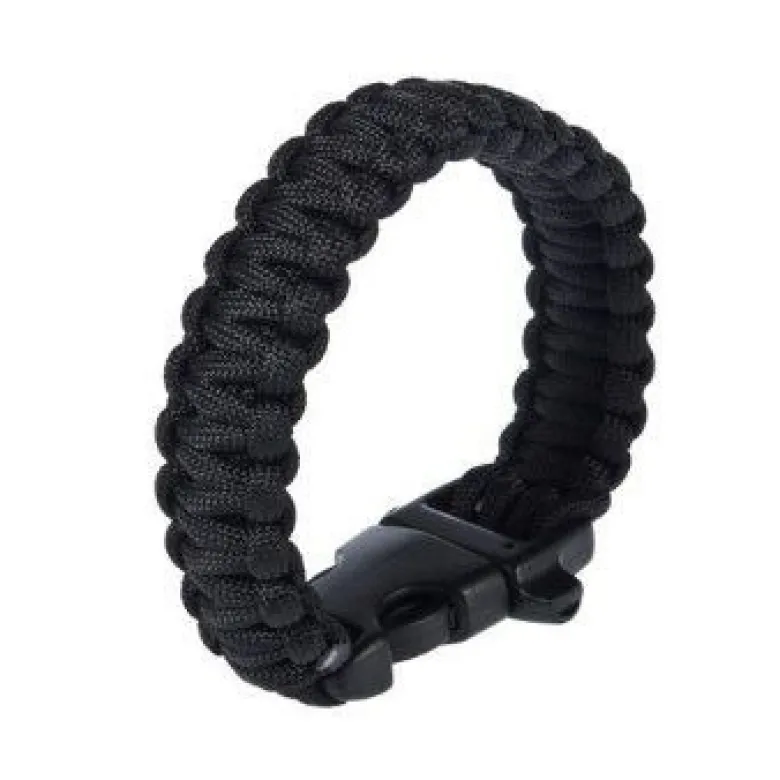 Bransoletka paracord 3w1 CZARNA survival
