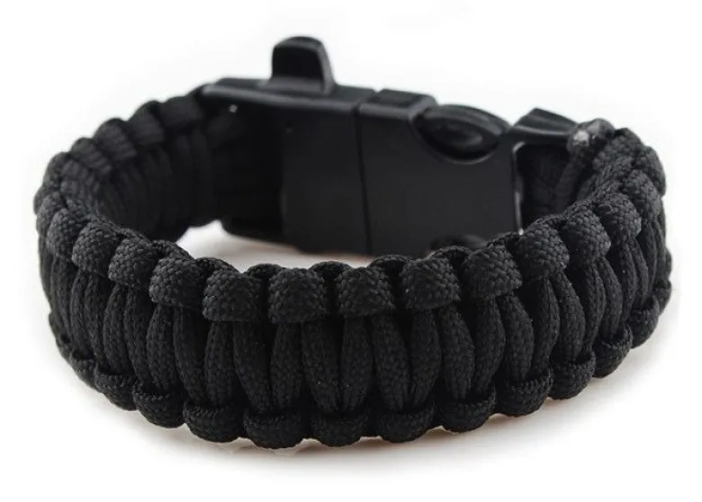 Bransoletka paracord 3w1 CZARNA survival