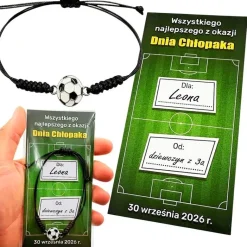 Bransoletka Piłka + Życzenia - Prezent na Dzień Chłopaka Szkoła Przedszkole