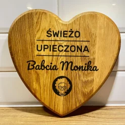 Dębowa Deska do Krojenia Serce - prezent dla żony mamy babci na Święta Urodziny