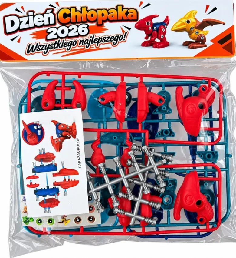 Dinozaury do Skręcania 2szt. + Życzenia - Prezent na Dzień Chłopaka do Przedszkola Szkoły