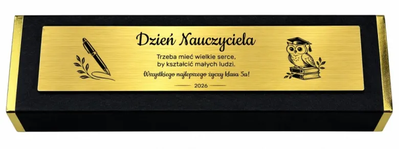 Długopis + Pióro w Ozdobnym Pudełku z Grawerem - Prezent na Dzień Nauczyciela dla Wychowawcy Nauczyciela