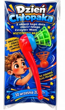 Fajka Dmuchajka z Piłką + Życzenia - Śmieszny Prezent na Dzień Chłopaka Przedszkole Szkoła
