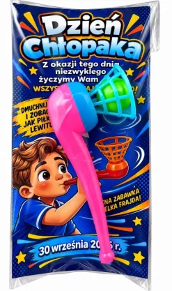 Fajka Dmuchajka z Piłką + Życzenia - Śmieszny Prezent na Dzień Chłopaka Przedszkole Szkoła