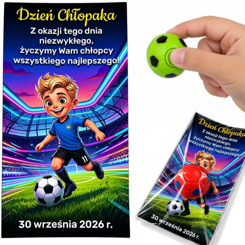 Fidget Spinner Piłka + Życzenia - prezent na Dzień Chłopaka szkoła przedszkole