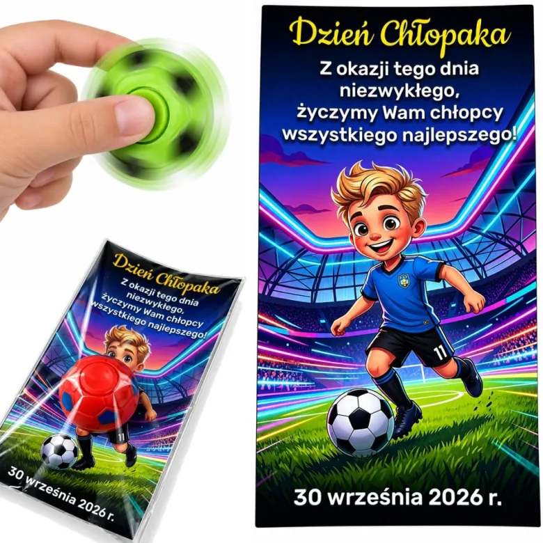 Fidget Spinner Piłka + Życzenia - prezent na Dzień Chłopaka szkoła przedszkole