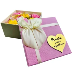 Flower Box Mydlane Róże z Grawerem - Prezent na Walentynki dla Żony Niej Dziewczyny