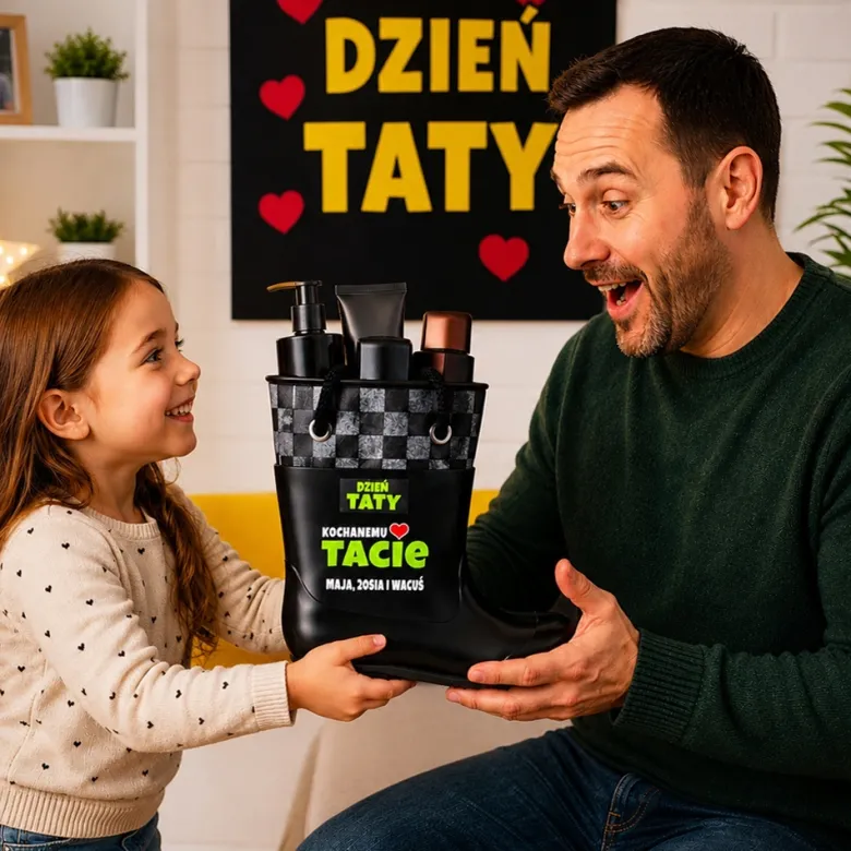 Gumofilc dla TATY na Flaszkę Kosmetyki Narzędzia - Prezent dla Taty na Dzień Ojca Gumiak Kalosz