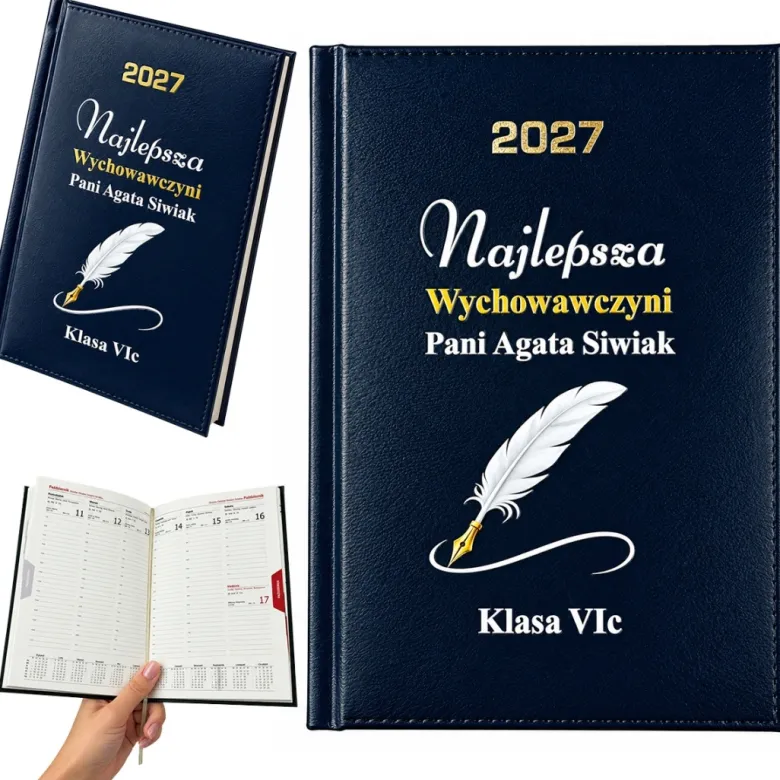 Kalendarz dla Wychowawcy Nauczyciela Granatowy - Prezent Upominek na Dzień Nauczyciela