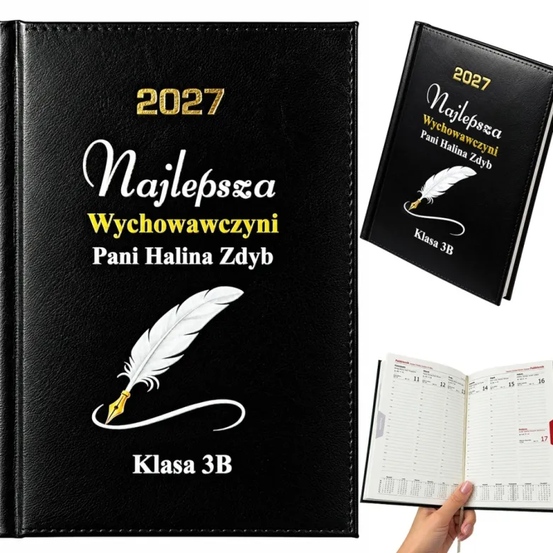 Kalendarz dla Wychowawcy Nauczyciela Czarny - Prezent Upominek na Dzień Nauczyciela