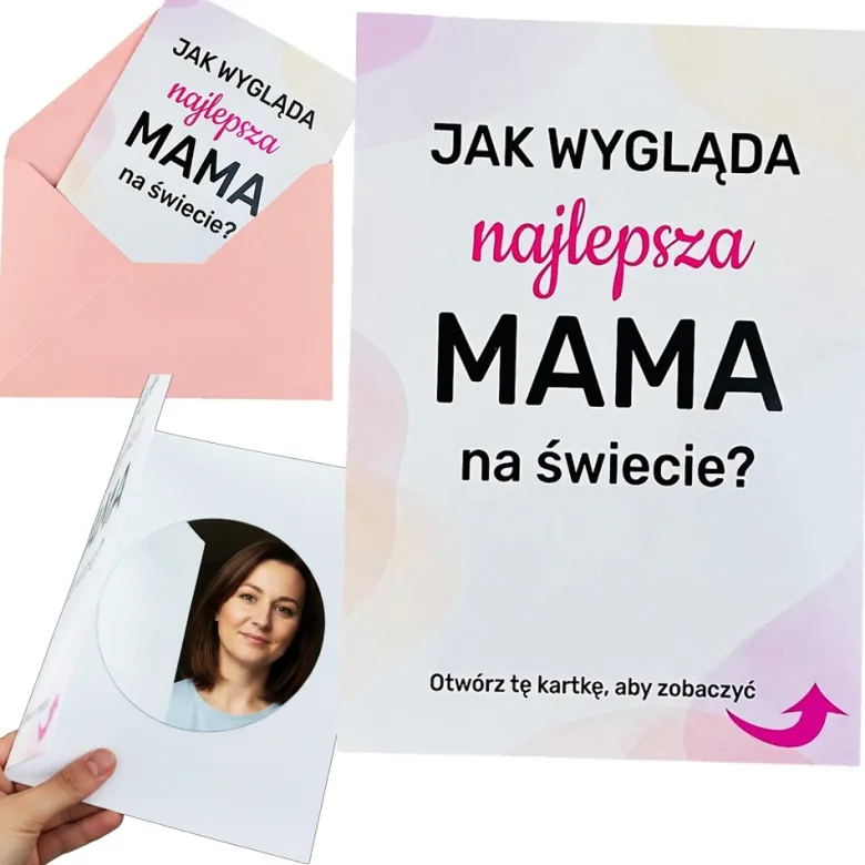 Kartka dla Mamy z Lustrem Jak Wygląda Najlepsza Mama - Prezent dla Mamy na Dzień Matki Urodziny Święta