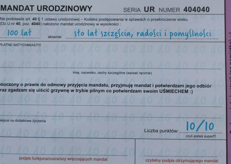 Kartka na urodziny Z MANDATEM dla faceta