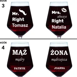 Kieliszki do wina KROSNO z grawerem w ozdobnym opakowaniu - prezent na ślub