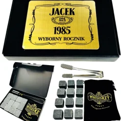 Kostki Kamienie do Whisky z Grawerem - Prezent dla Męża Chłopaka Faceta Taty Dziadka Mężczyzny na Święta Urodziny