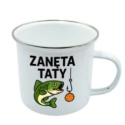 Kubek Metalowy dla Taty Wędkarza - Prezent na Dzień Ojca Święta Urodziny Emaliowany