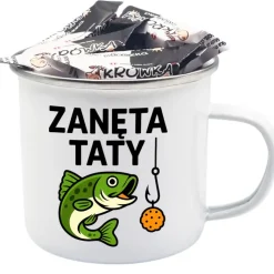 Kubek Metalowy dla Taty Wędkarza - Prezent na Dzień Ojca Święta Urodziny Emaliowany