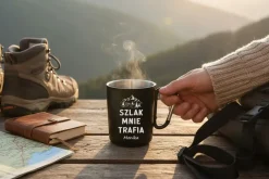 Kubek Metalowy Turystyczny z Karabińczykiem - Prezent dla Wędkarza Miłośnik Żołnierza Gór Kierowcy