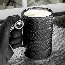 Kubek OPONY ceramiczny ze SREBRNYM kluczem