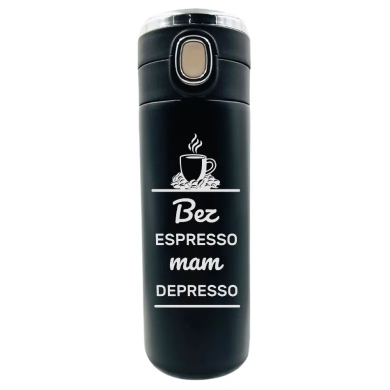 Kubek Termiczny "Bez espresso mam depresso" - prezent dla żony męża mamy taty dziewczyny chłopaka