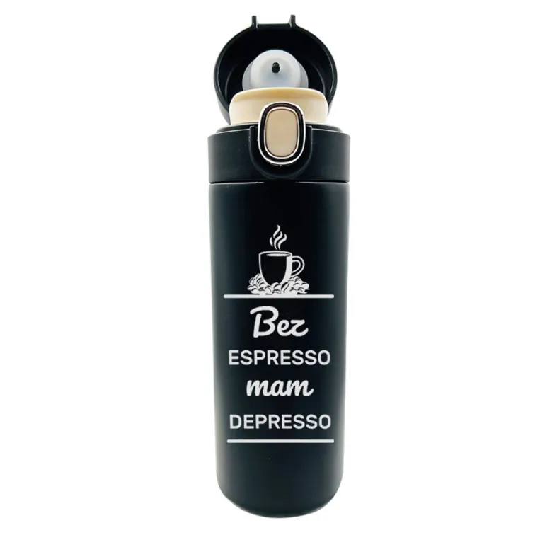 Kubek Termiczny "Bez espresso mam depresso" - prezent dla żony męża mamy taty dziewczyny chłopaka