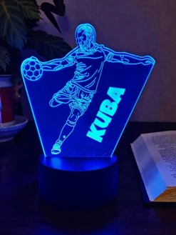 Lampka Piłka Piłkarza z Imieniem - Prezent dla Chłopca 4 5 6 7 8 9 10 11 12 13 14 lat Dziecka na Urodziny Święta