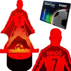 Lampka Piłkarza z Imieniem - Prezent dla Chłopca 4 5 6 7 8 9 10 11 12 13 14 lat Dziecka na Urodziny Święta