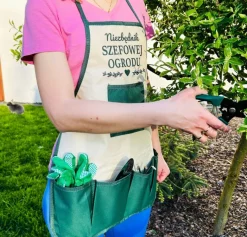 Niezbędnik Szefowej Ogrodu Fartuszek + Narzędzia - Prezent dla Mamy Żony Dziewczyny Babci na Urodziny Dzień Matki