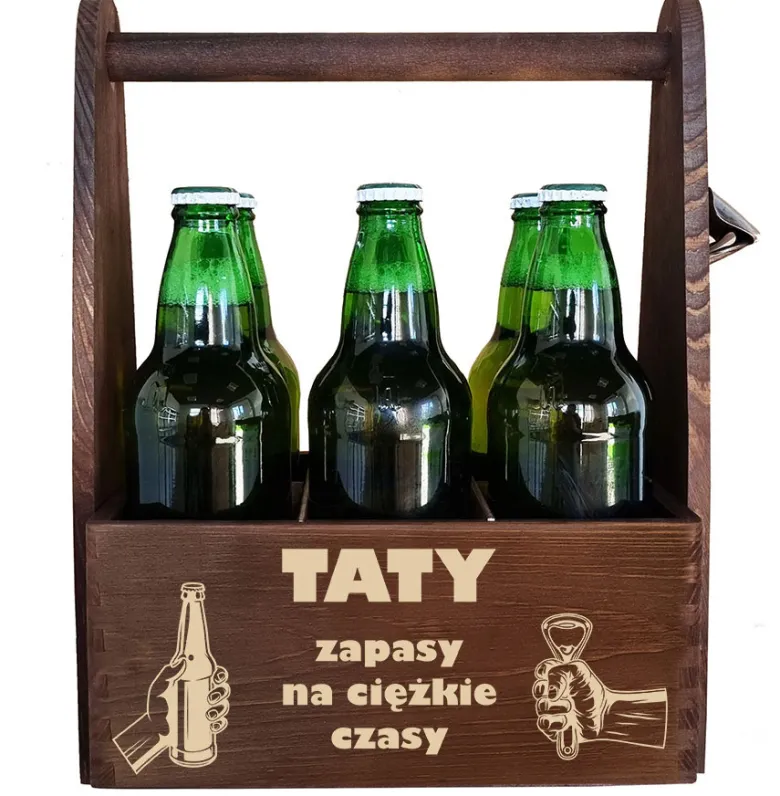 Nosidło na piwo drewniane z grawerem dla Taty