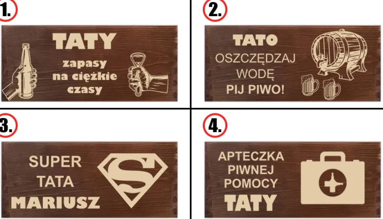 Nosidło na piwo drewniane z grawerem dla Taty