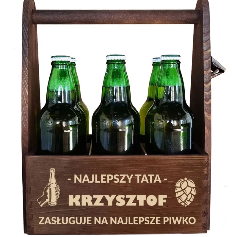 Nosidło na piwo drewniane z grawerem dla Taty