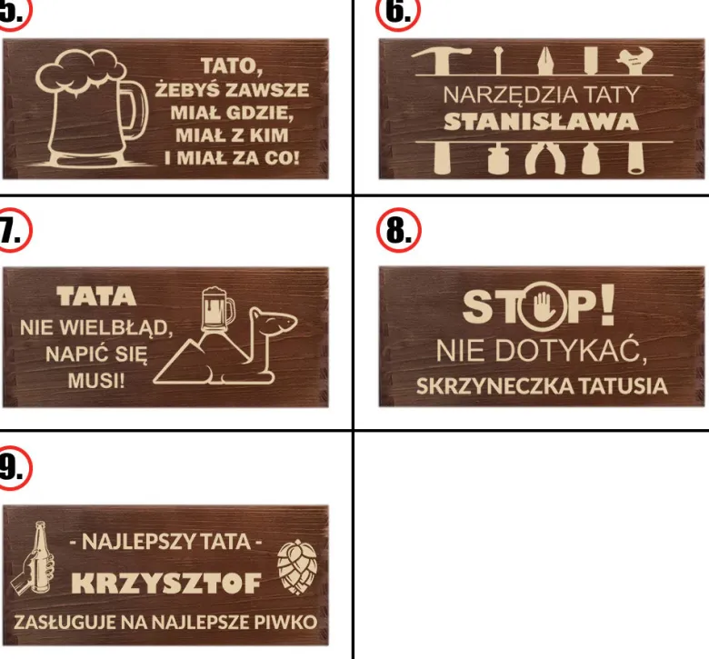 Nosidło na piwo drewniane z grawerem dla Taty