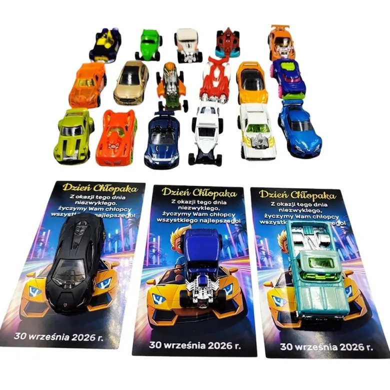 Oryginalny Hot Wheels + Życzenia - Prezent na Dzień Chłopaka Przedszkole Szkoła Autko Samochodzik