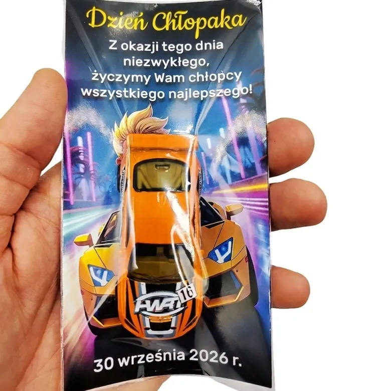 Oryginalny Hot Wheels + Życzenia - Prezent na Dzień Chłopaka Przedszkole Szkoła Autko Samochodzik