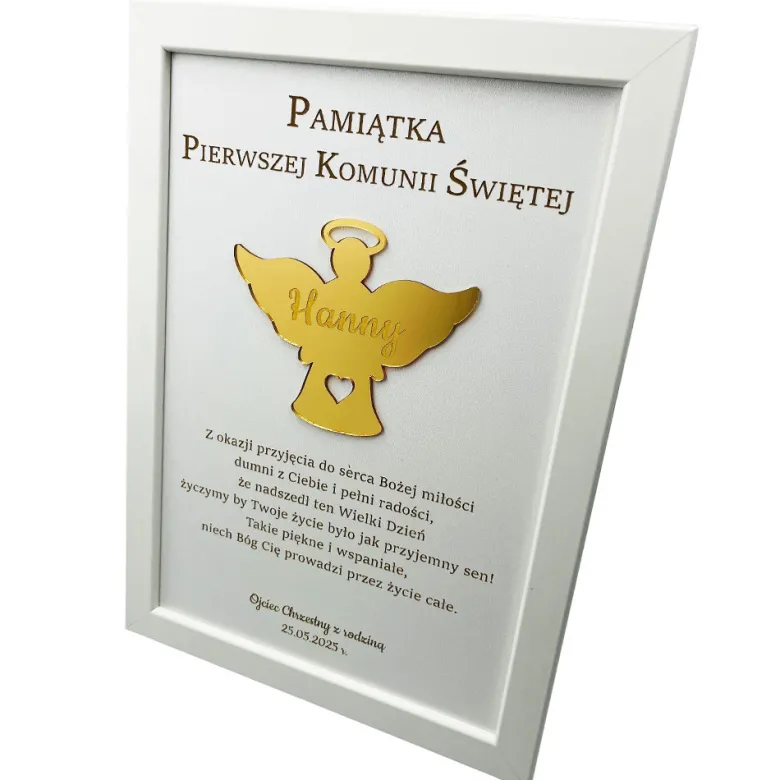 Pamiątka Pierwszej Komunii Świętej - prezent ramka na Pierwszą Komunię Świętą dla chłopca dziewczynki