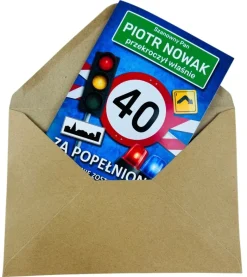 Personalizowana Kartka Urodzinowa Mandat - Prezent na 18 40 50 60 Urodziny dla Faceta Mężczyzny Chłopaka Taty