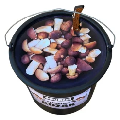 Personalizowany Zestaw Grzybiarza 4w1- prezent dla Taty Mamy Babci Dziadka Żony Męża Wiadro Nóż Ponczo Czapka