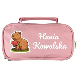 Piórnik Szkolny Kapibara z Arbuzem z Imieniem dla Dziewczynki do Szkoły Przedszkola Różowy