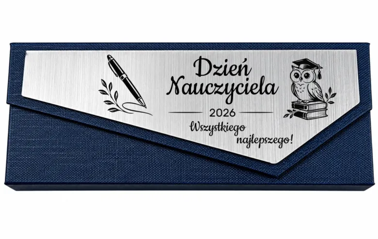 Pióro + Długopis w Ozdobnym Pudełku z Grawerem - Prezent na Dzień Nauczyciela dla Wychowawcy Nauczyciela