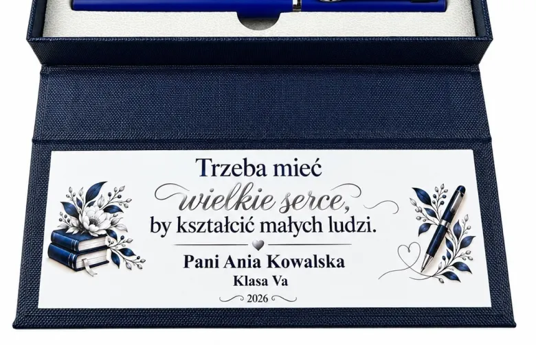 Pióro + Długopis w Ozdobnym Pudełku z Grawerem - Prezent na Dzień Nauczyciela dla Wychowawcy Nauczyciela