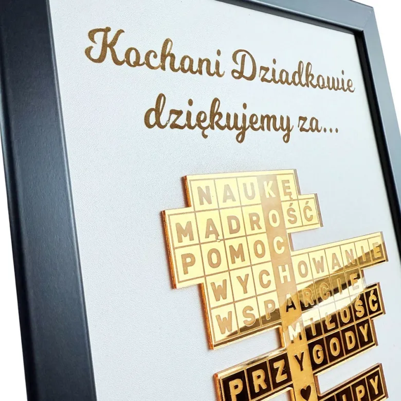 Podziękowanie Ramka Krzyżówka 3D - Prezent na Dzień Babci i Dziadka dla Dziadków