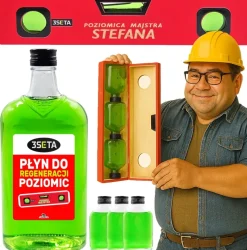 Poziomica Majstra z Własnym Imieniem + Buteleczki - Prezent Dla Budowlańca Faceta Taty na Urodziny