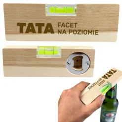 Poziomica + Otwieracz TATA Facet Na Poziomie - Prezent dla Taty na Dzień Ojca Święta Urodziny