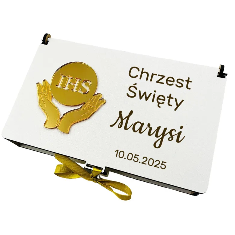 Pudełko na Pieniądze Chrzest - Prezent na Chrzest Święty Pamiątka Chrztu Świętego