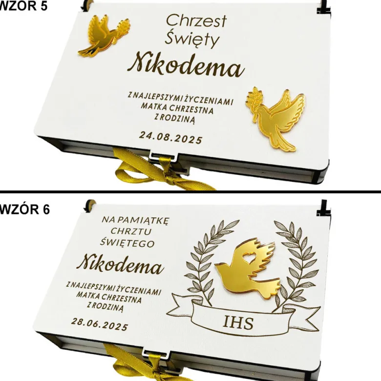 Pudełko na Pieniądze Chrzest - Prezent na Chrzest Święty Pamiątka Chrztu Świętego