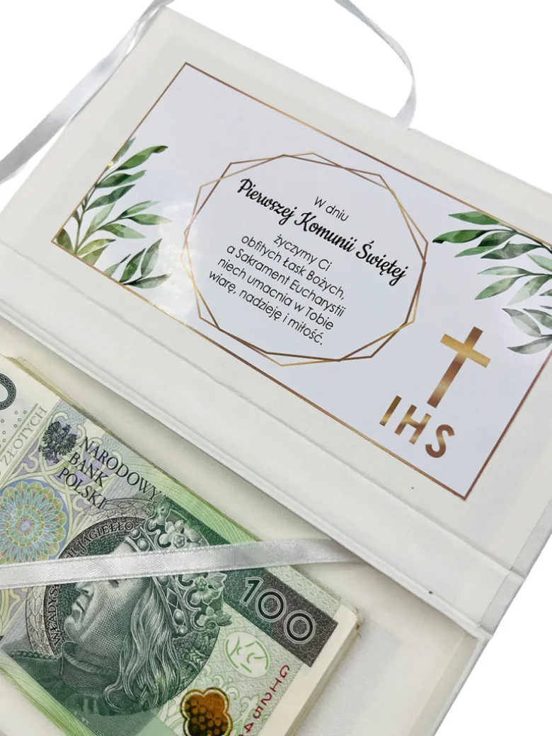 Pudełko na Pieniądze Komunia - Pamiątka Pierwszej Komunii Świętej Prezent na Komunię Święta